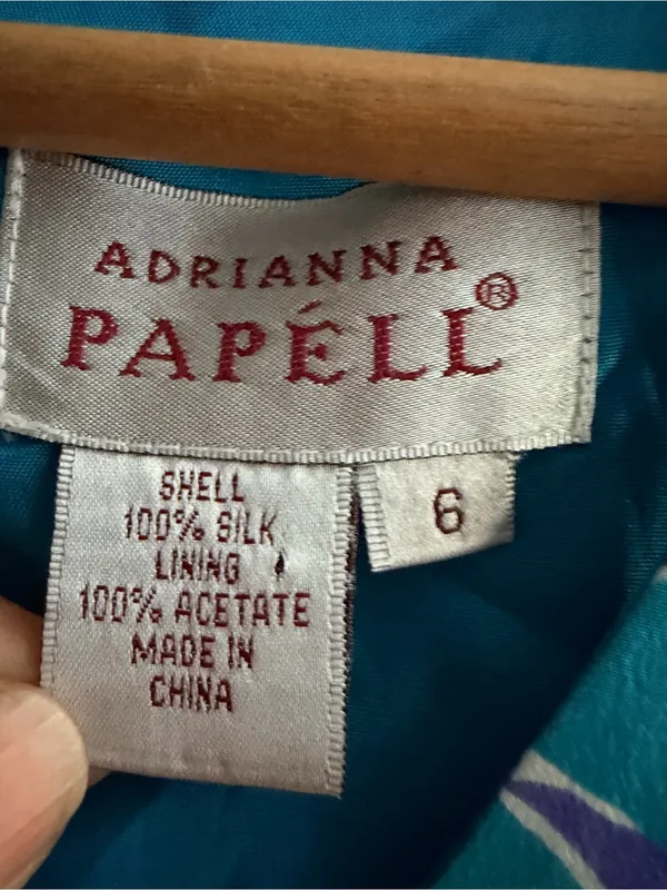 Adrianna Papell Turquoise and Pink Floral Midi Silk Dress - Image 3