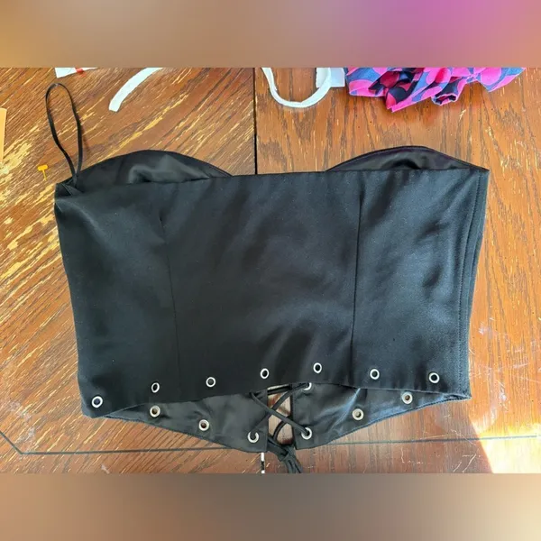 Princess Polly Lace Up Corset Crop Top Size 6 Black Grommet - Image 15