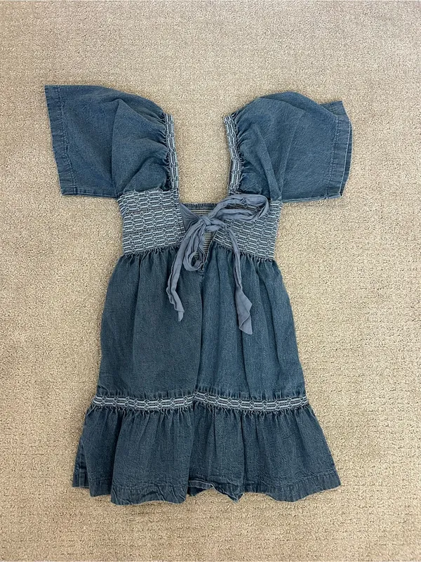 Free People Denim Babydoll Mini Dress Size XS! - Image 2
