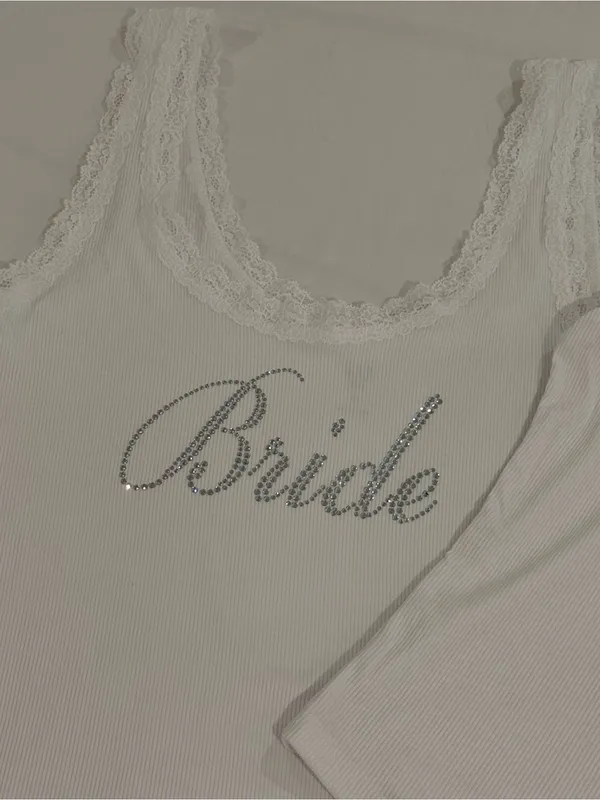 Rhinestoned Bride Lace Cami - Image 4
