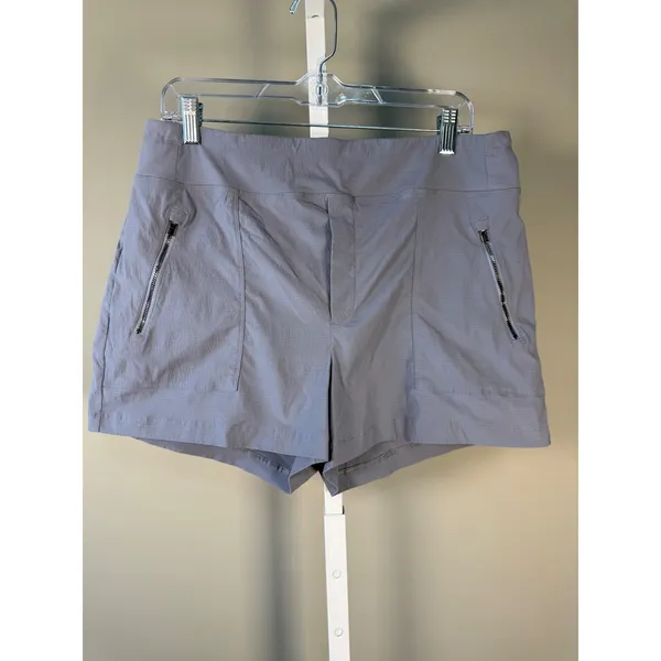 Athleta‎ Trekkie North Hiking Shorts Gray Ripstop Zip Pocket Size 14 - Image 2