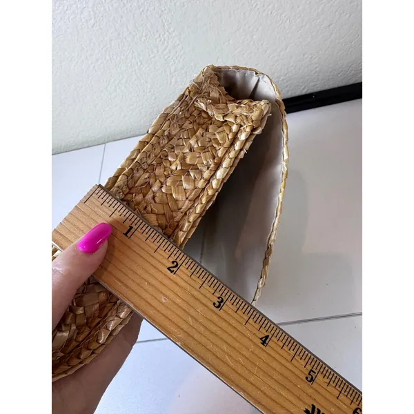 Straw Woven Clutch Bag Womens OS‎ Tan Natural Boho Coastal Cottagecore Neutral - Image 4