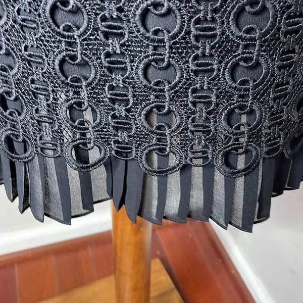 Sandro Lace Crochet Embroidered Franck‎ Mini Dress Sleeveless Ruffle Pleated Hem - Image 8