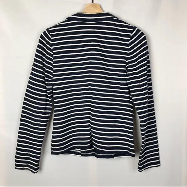 Boden Navy &‎ White Striped Summer Jersey Blazer 2 - Image 3