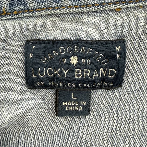 Lucky Brand Tomboy Denim‎ Trucker Jean Jacket Light Blue Wash Women L Pockets - Image 5