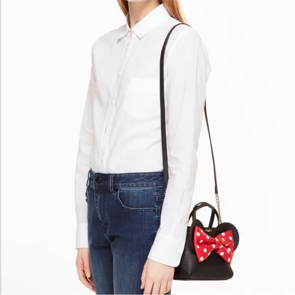 Kate Spade Minnie Mouse Mini Maise Crossbody Bag Purse Disney Black Ears Leather - Image 2
