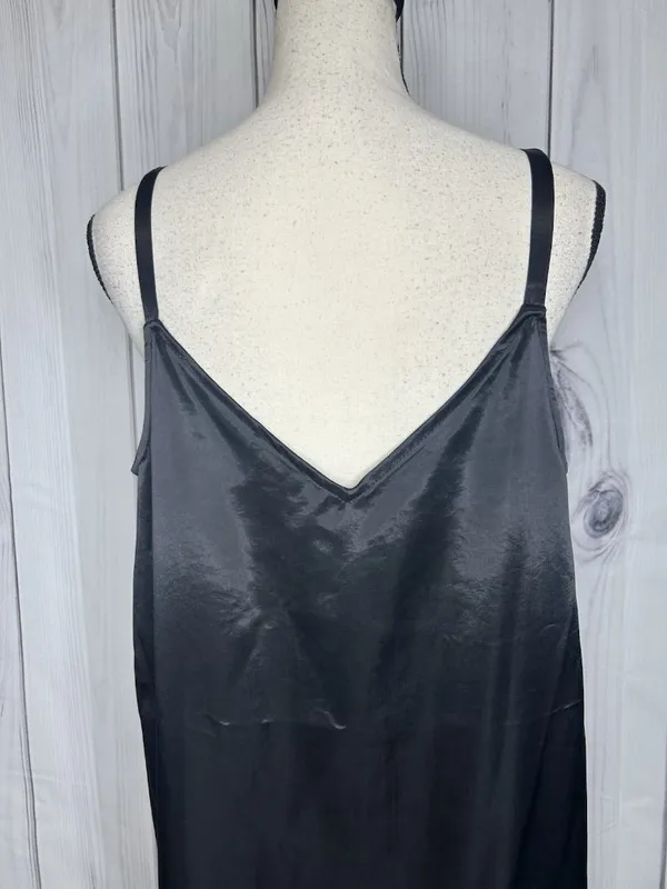 Vince Camuto Black Satin Slip Maxi Dress Sz L V-Neck Strappy Sleeveless - Image 8