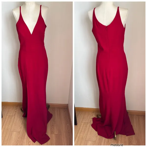 Dress The Population Iris Red Gown Slit Small Full Length Formal Wedding Prom - Image 2