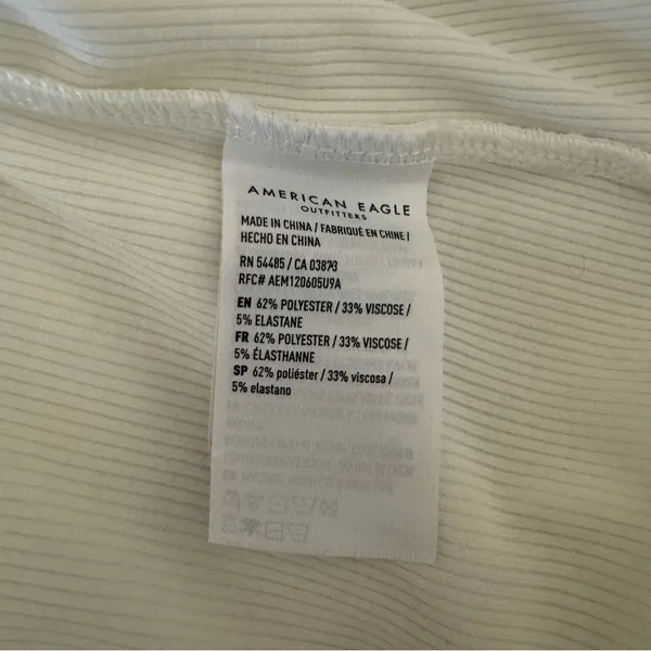 American Eagle White‎ Sleeveless Ribbed Bodysuit V-Neck Casual Top - Image 4