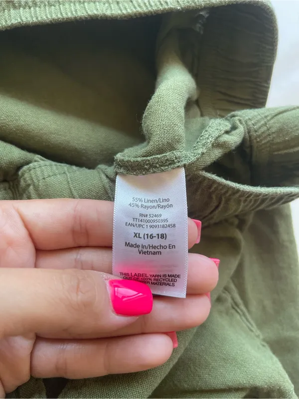 Time and Tru Olive Drawstring Utility Cargo Pants - Image 4