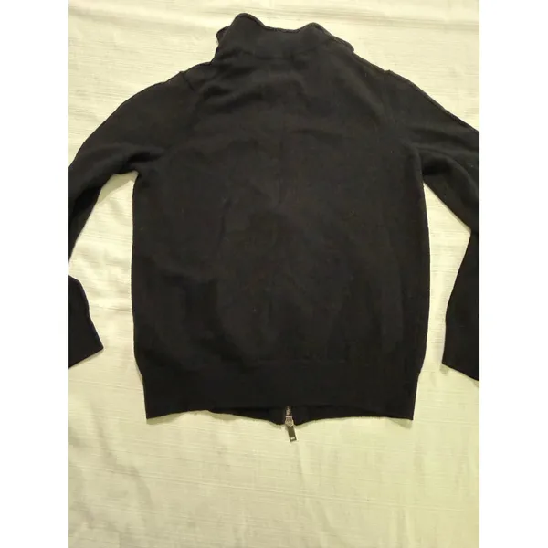 Christian Lacroix Womens Black Extrafine Merino Wool Full Zip Cardigan Sweater M - Image 5