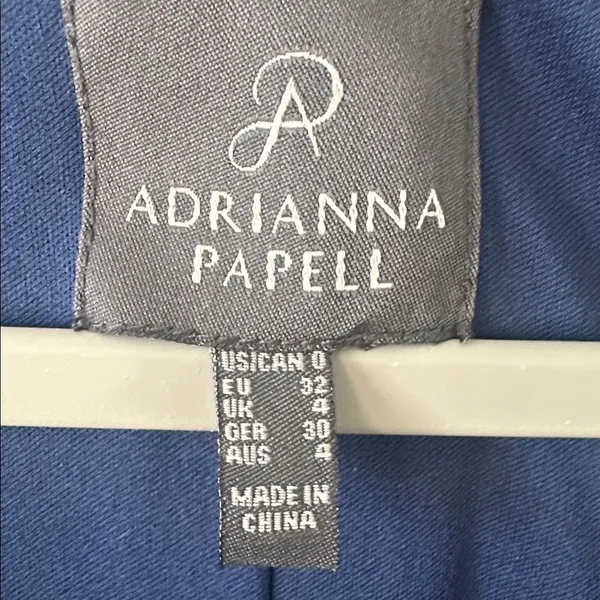 Adrianna Papell Womens Dress Navy Blue Faux Wrap Flutter Sleeve Size 0 - Image 3