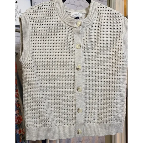 Universal Threads Pointelle Oversized Sweater Vest Tan Women’s S - Image 2