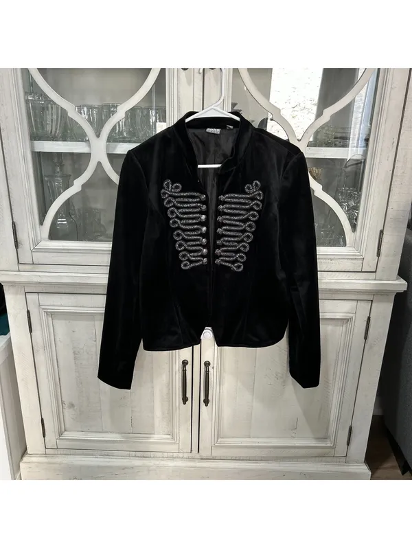 Soho Women's Retro Gothic Military Band Whimsigoth Glamgoth Velvet Jacket S - Image 2