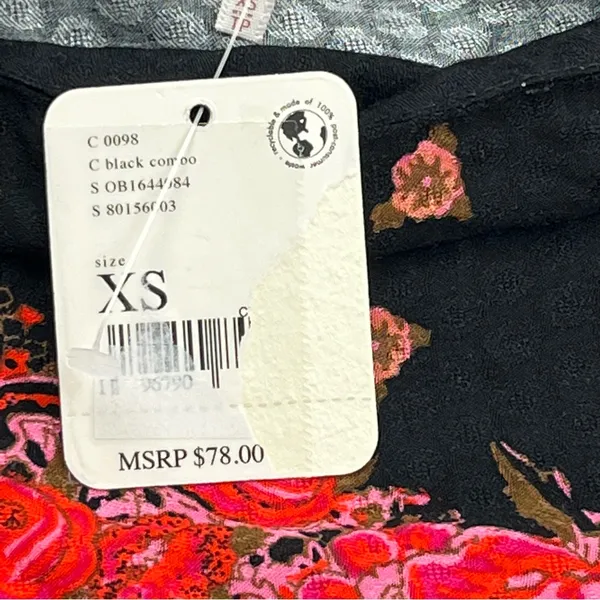 Free People‎ Silas Printed Tank Top Size XS Black Combo Sleeveless Pullover NEW - Image 5