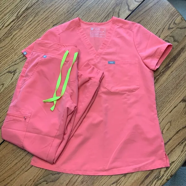 LIMITED EDITION Figs Hot Coral Catarina Scrub Top - Image 2