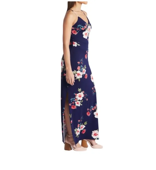 Navy Floral Maxi Knit Dress - Image 5