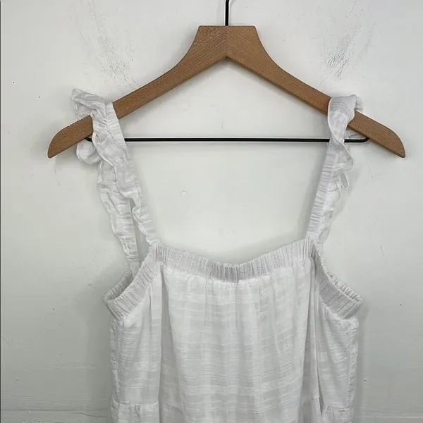Altar’d State White Ruffled Strap Tired Dress cotton size Large - Image 3