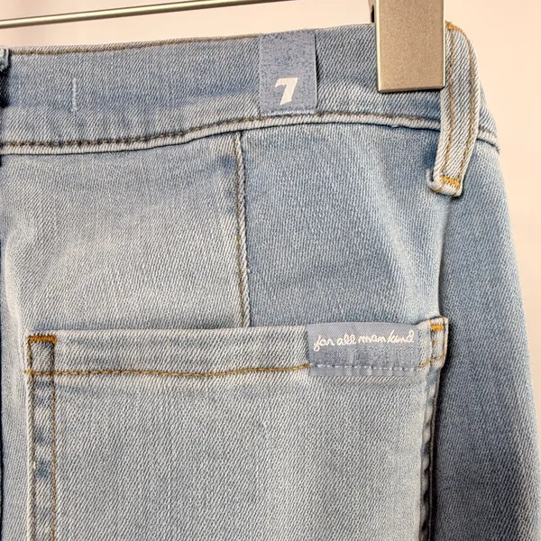 7 For All Mankind Dojo Tailorless Wide Leg Flare Jeans in Light Blue Size 25‎ - Image 6