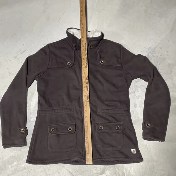 Carhartt Women's WK111 Sherpa Lined Collar Full Zip Jacket Brown SZ Large VTG - Image 7