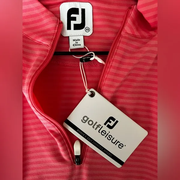 FootJoy Women's Half Zip Tonal Stripe Bright Coral Golf long sleeve XS - Image 3