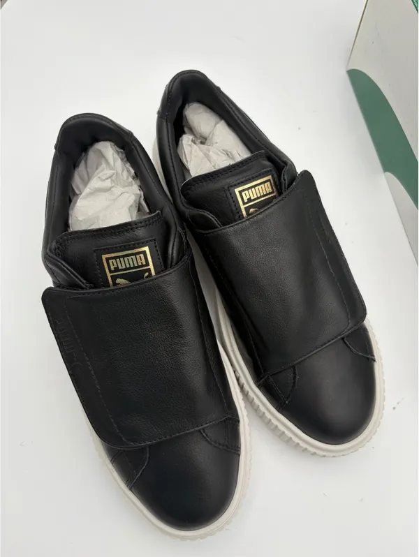 Puma Basket Platform Strap NEW $110 Sneakers Women's Black Leather Size 9 US - Image 6