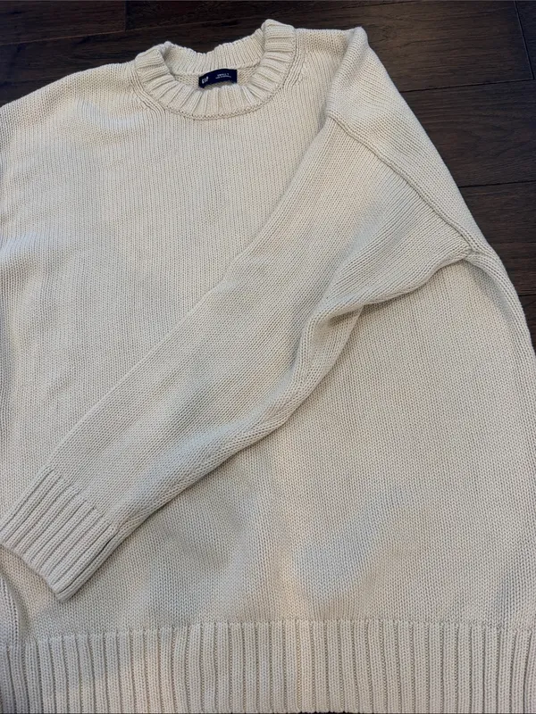 GAP Cream Crewneck Sweater Size Small Tall - C1-3650 - Image 5
