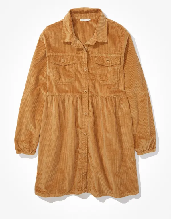 American Eagle CORDUROY BABYDOLL SHIRT DRESS - Image 4