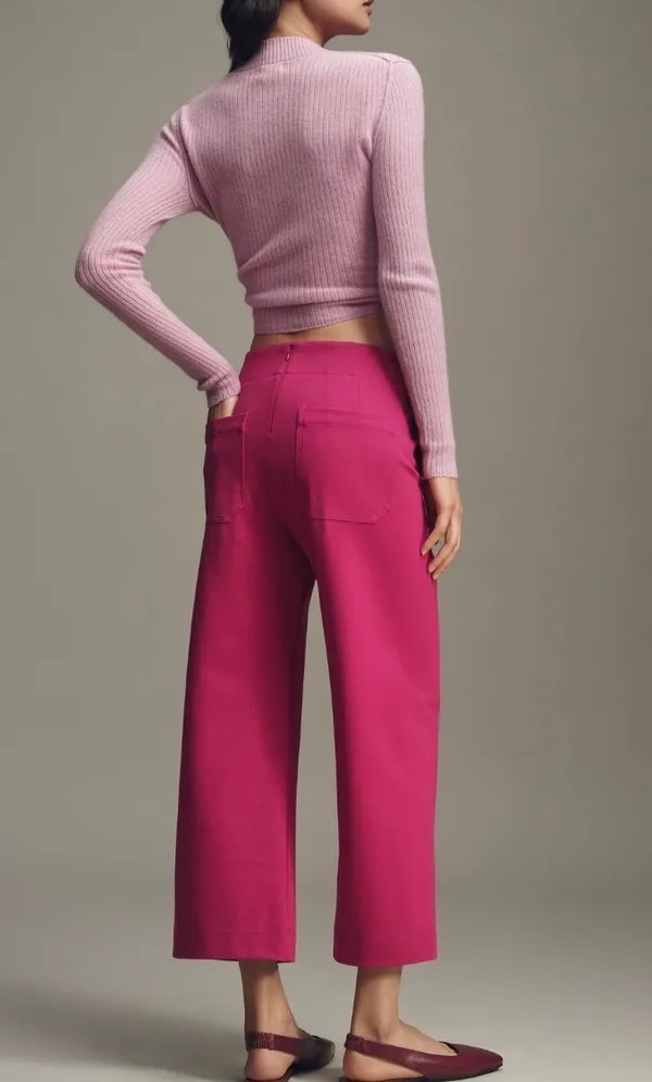Anthropologie Maeve The Colette Bow-Waist Crop Wide-Leg Pants, Size 25 - Image 4