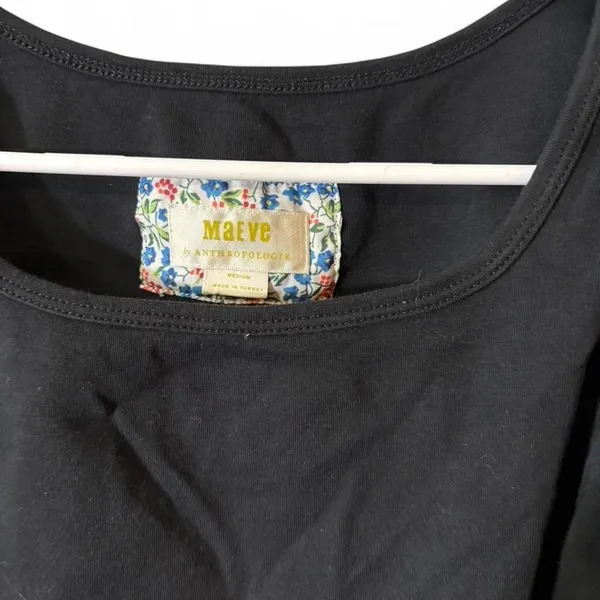 Anthropologie Maeve black top with puffy sleeves - Image 2