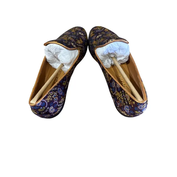 Tory Burch Jacquard Smoking Slipper Loafer Plum Gold Floral Size 7 NIB‎ - Image 7
