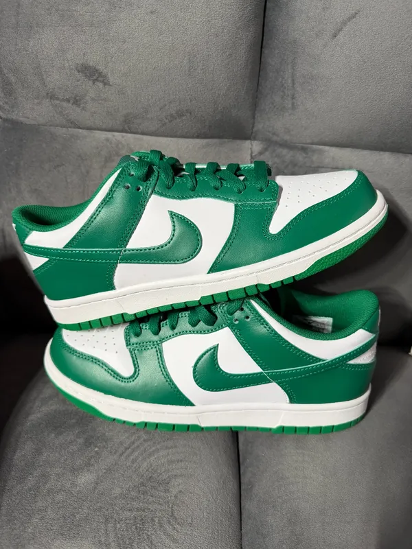 Nike Dunk Low (GS) White Malachite 6.5 Unisex Kids Leather Sneaker FB9109-114 - Image 2