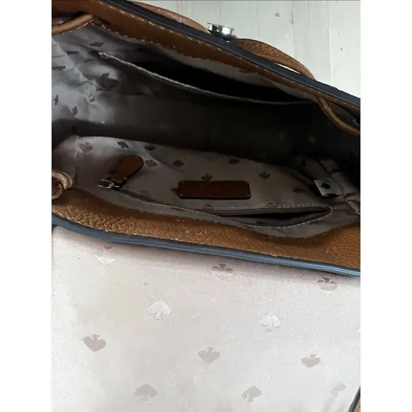 Kate Spade New York Leila Medium Flap Backpack Brown Pebbled Leather - Image 9
