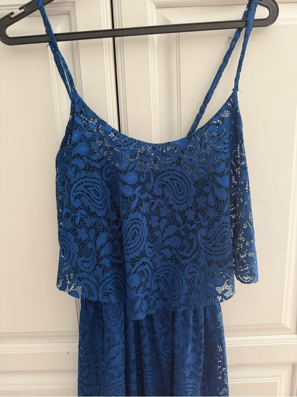 Blue Lace Spaghetti Strap Dress XS Size 2 - Image 3