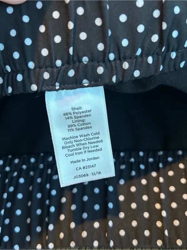 Talbots Activewear Black Skort with white polka dots racing stripe - Size LP - Image 6