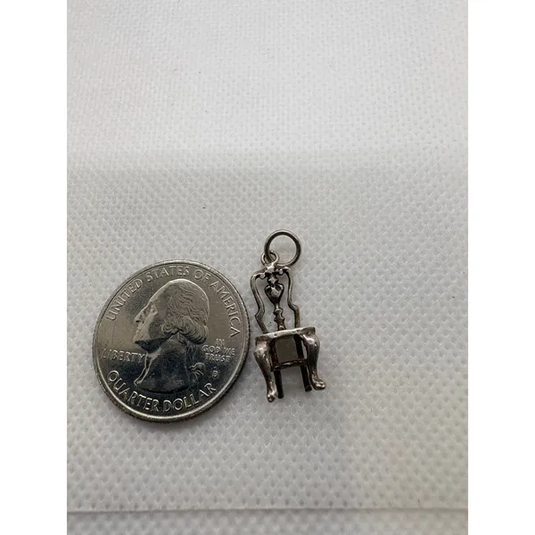 Vintage Sterling Silver Chair Charm Miniature Furniture Pendant 1.36g - Image 8