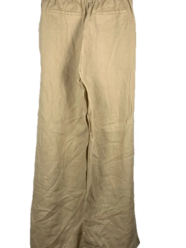 Magaschoni Pants Womens XS Beige 100% Linen Wide Leg Pull On Coastal - Image 3