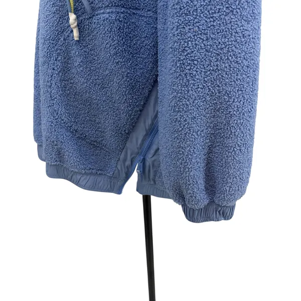 Free People Fuzzy Was She Pullover Blue‎ Sherpa Fleece Hoodie Womens Small - Image 10