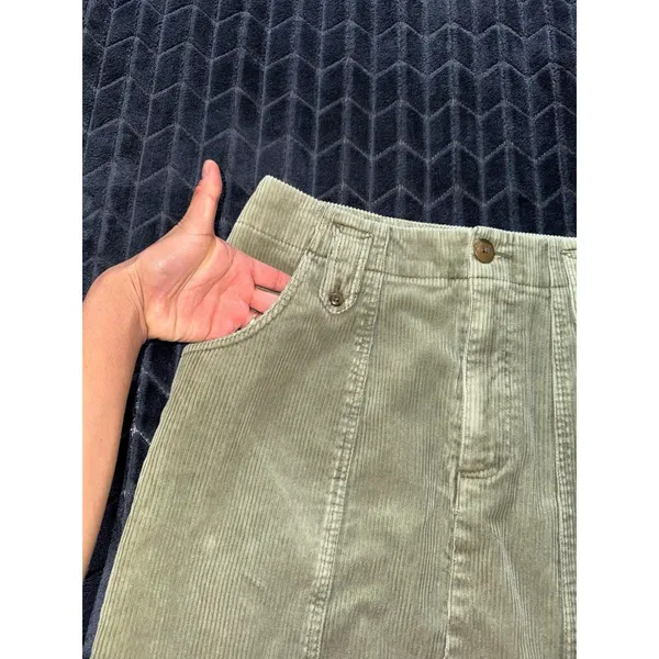 Y2K Abercrombie Micro Mini Corduroy Skirt Low Rise 90s Skate grunge Green Sz S‎ - Image 2