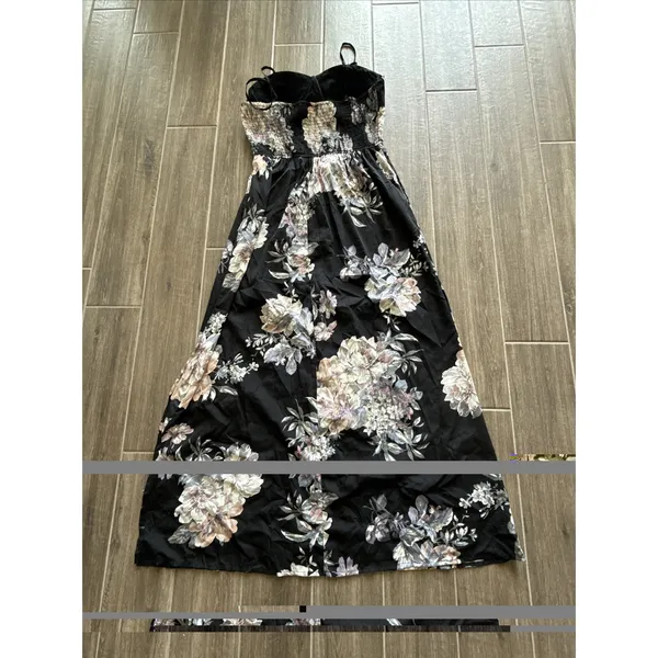 Band of Gypsies Black Floral Maxi Dress Square‎ Neck Sleeveless L - Image 9