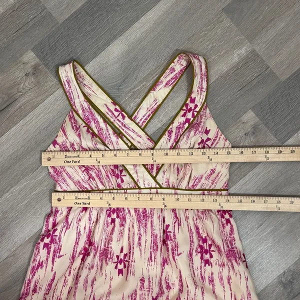Loft Silk Ikat Tribal Print Maxi Dress Sundress Pink Cream Size‎ 2 - Image 14