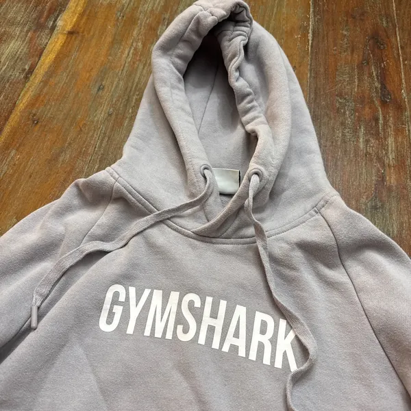 Gymshark Cropped Hoodie Small Gray White Workout Athletic - Image 2
