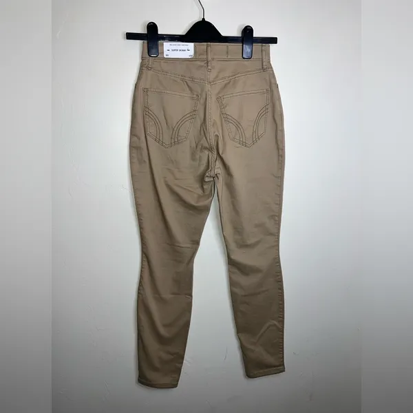 Hollister Women's Tan Skinny Pants 24S Curvy‎ super skinny - Image 5