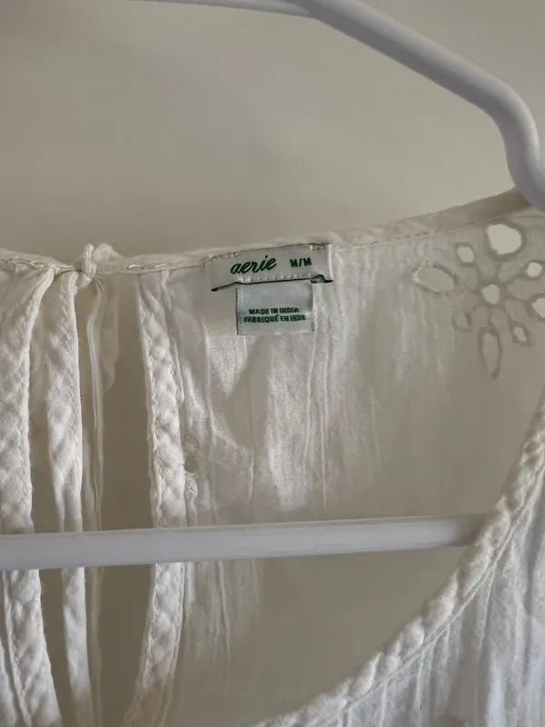 Aerie Blouse White Eyelet - Image 2