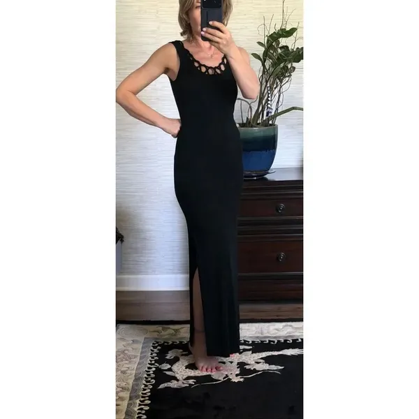 Hugo Buscati Collection Black Maxi Dress Size 4 Open Back Evening Gown - Image 9