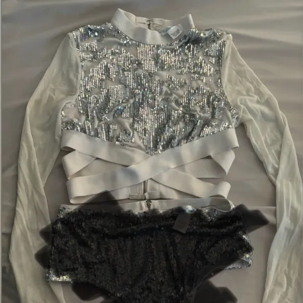 iHeartRaves Silver Rainbow Holographic Sequin Top - Image 2