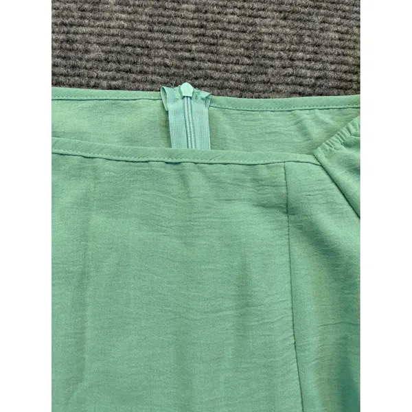 Mint Green Puff Sleeve Ruffle Mini Dress Square Neck Wrap Tie Side‎ Split Large - Image 4