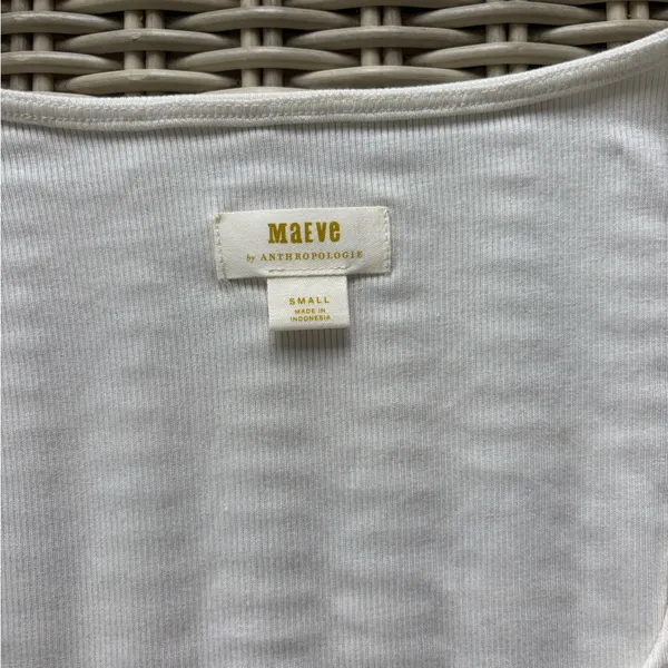 Maeve by Anthropologie Ribbed Square Neck Shirt small‎ boho layered classic - Image 6