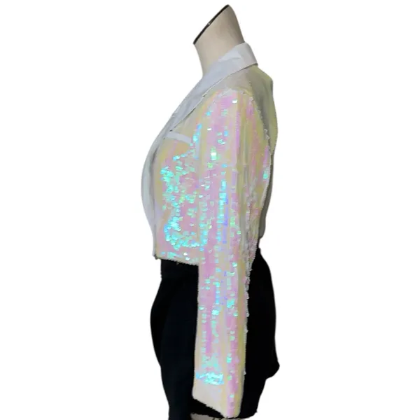 NWOT VENUS Iridescent Pastel Sequin Blazer Jacket Sparkly Party Holiday Glam S - Image 3