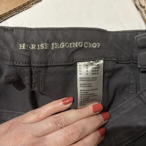 American Eagle AE High Rise Jegging Next Level Stretch Dark Gray Size 10 Utility - Image 8